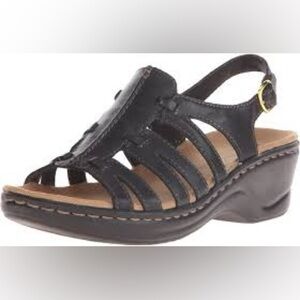 Clarks Lexi marigold sandals black womens size 8 open‎ toe casual comfort shoes